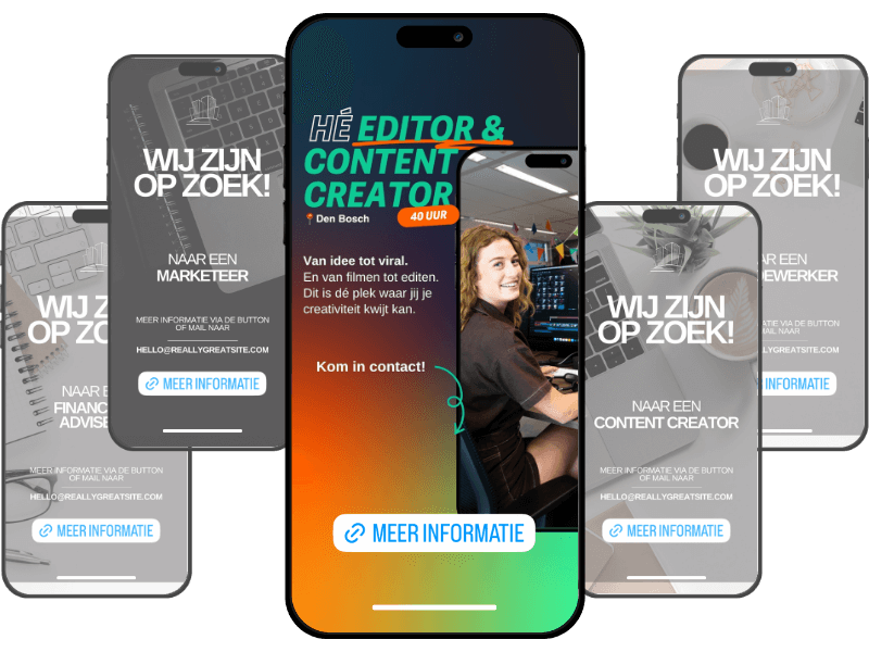 Vergelijking tussen standaard vacaturevisuals en een creatieve job marketing visual van Left Lane